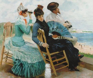Seaside Viewing, painting by Hugo Birger, 1883